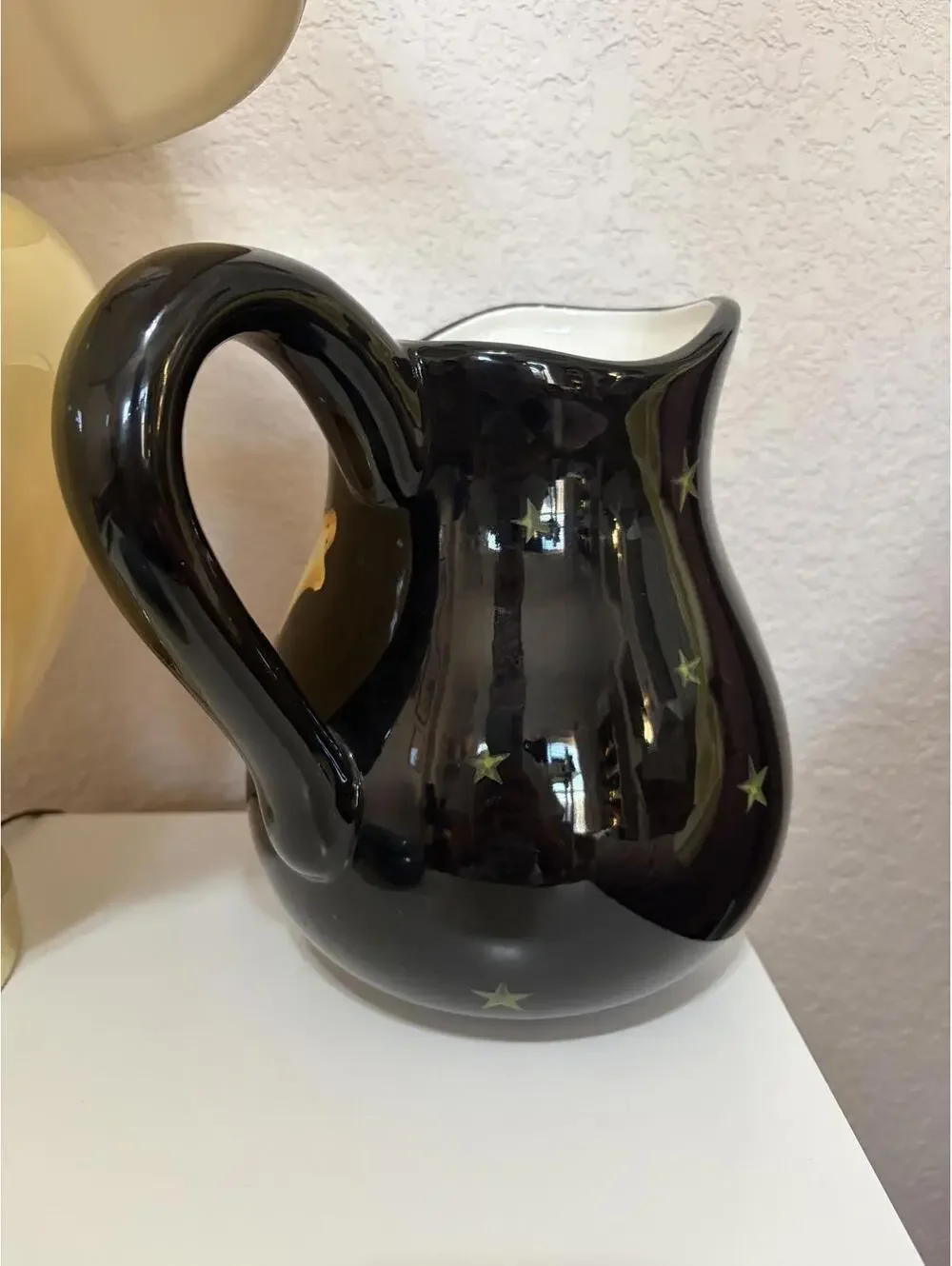 Target Halloween Large Ceramic Pitcher Jack O' Lanterns Stars Pumpkins Black